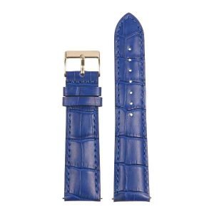 Malla de cuero croco azul con pespunte
