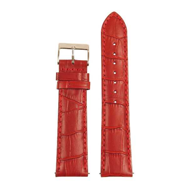 Correa de cuero croco rojo con pespunte - Imagen 2