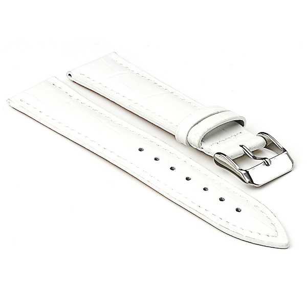 Malla de cuero croco blanco con pespunte - Imagen 4