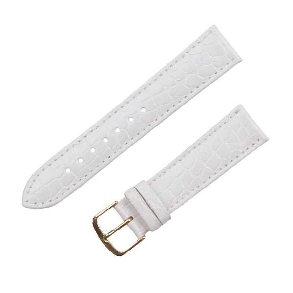 Malla de cuero croco blanco con pespunte - Imagen 3