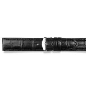 Correa SAINTS de cuero croco negro con costura