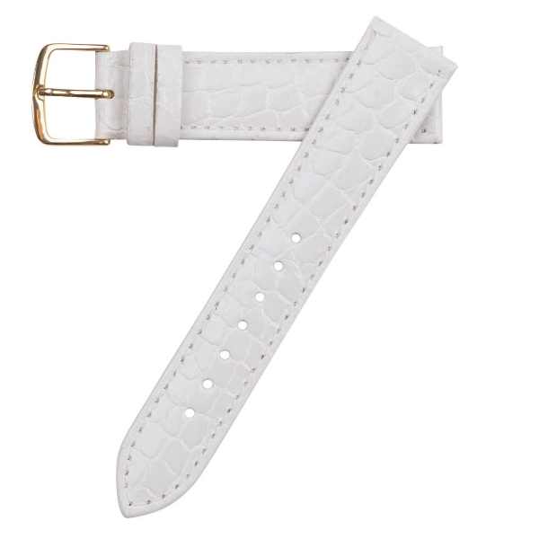 Malla de cuero croco blanco con pespunte - Imagen 2