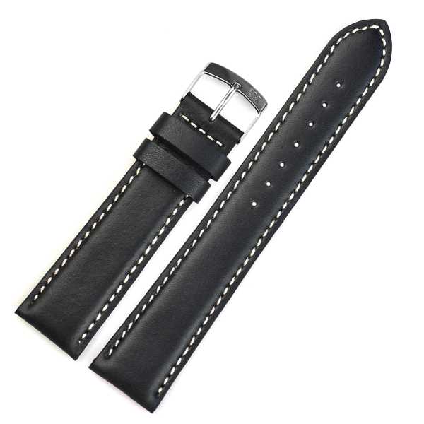 Correa de cuero Premium negro con pespunte