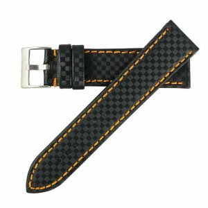 Correa de fibra de carbono Elite con pespunte naranja