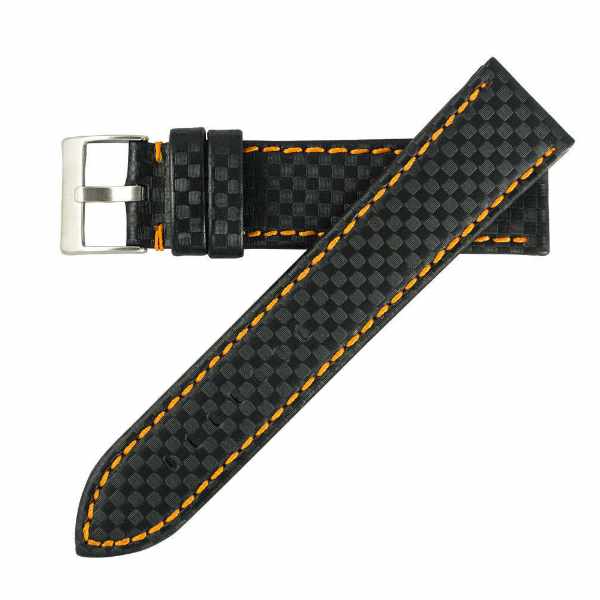 Correa de fibra de carbono Elite con pespunte naranja