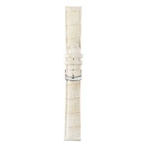 Correa de cuero croco crema con pespunte