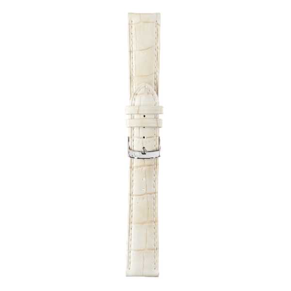 Correa de cuero croco crema con pespunte