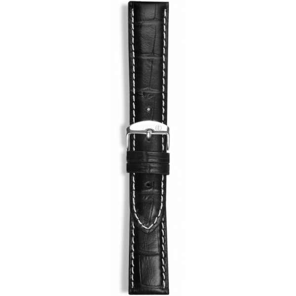 Correa SAINTS de cuero croco negro con costura - Imagen 2