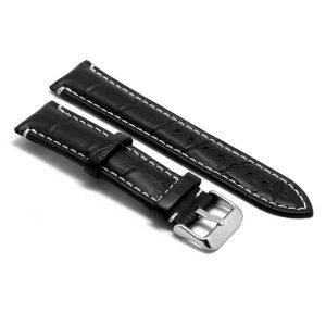 Correa de cuero croco Premium negro 22