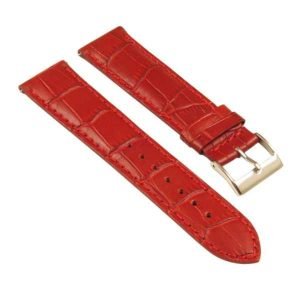 Correa de cuero croco rojo con pespunte