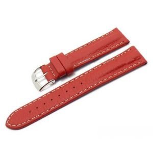 Malla de cuero premium rojo con pespunte blanco