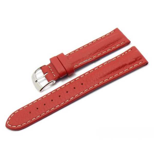 Malla de cuero premium rojo con pespunte blanco